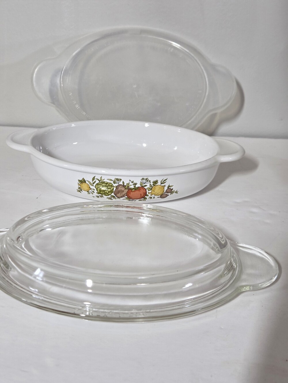Corning Ware Spice of Life Oval Casserole Dish with Lid P-14-C Vintage 3pc set8
